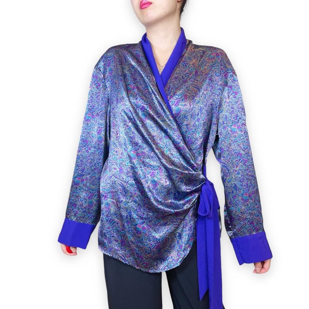 Vintage Gold Label Victoria’s Secret Psychedelic Paisley Print Wrap Top size s